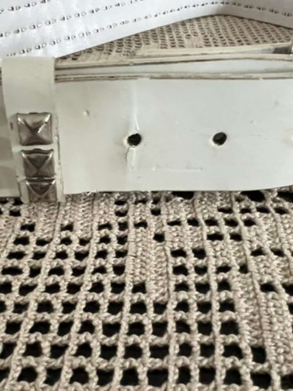 Unisex Hot Topic Silver Studded White Belt , Size 32